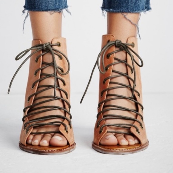 free people lace up 3.5 block heel - Picture 2 of 10